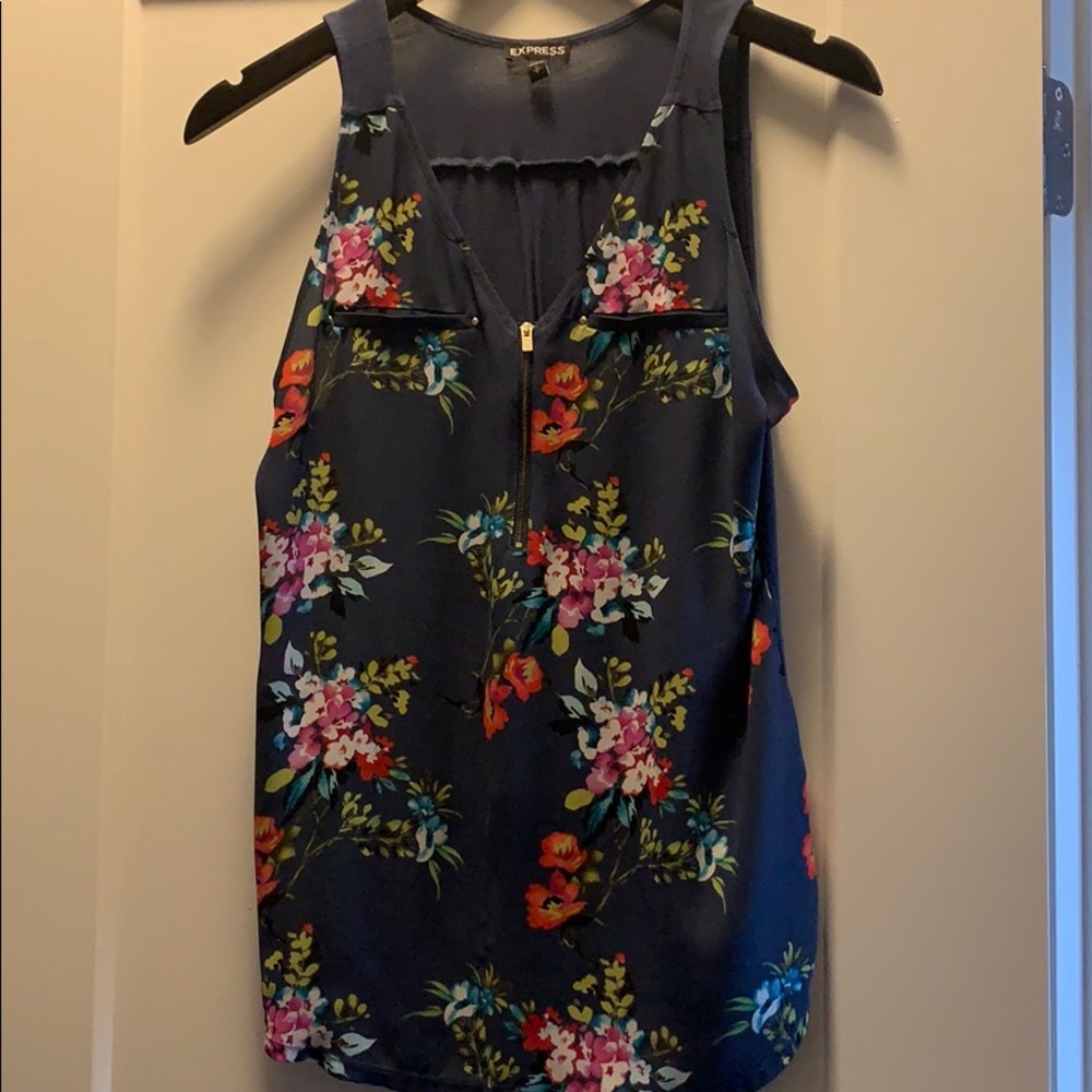 Express Blue floral tank top Size S